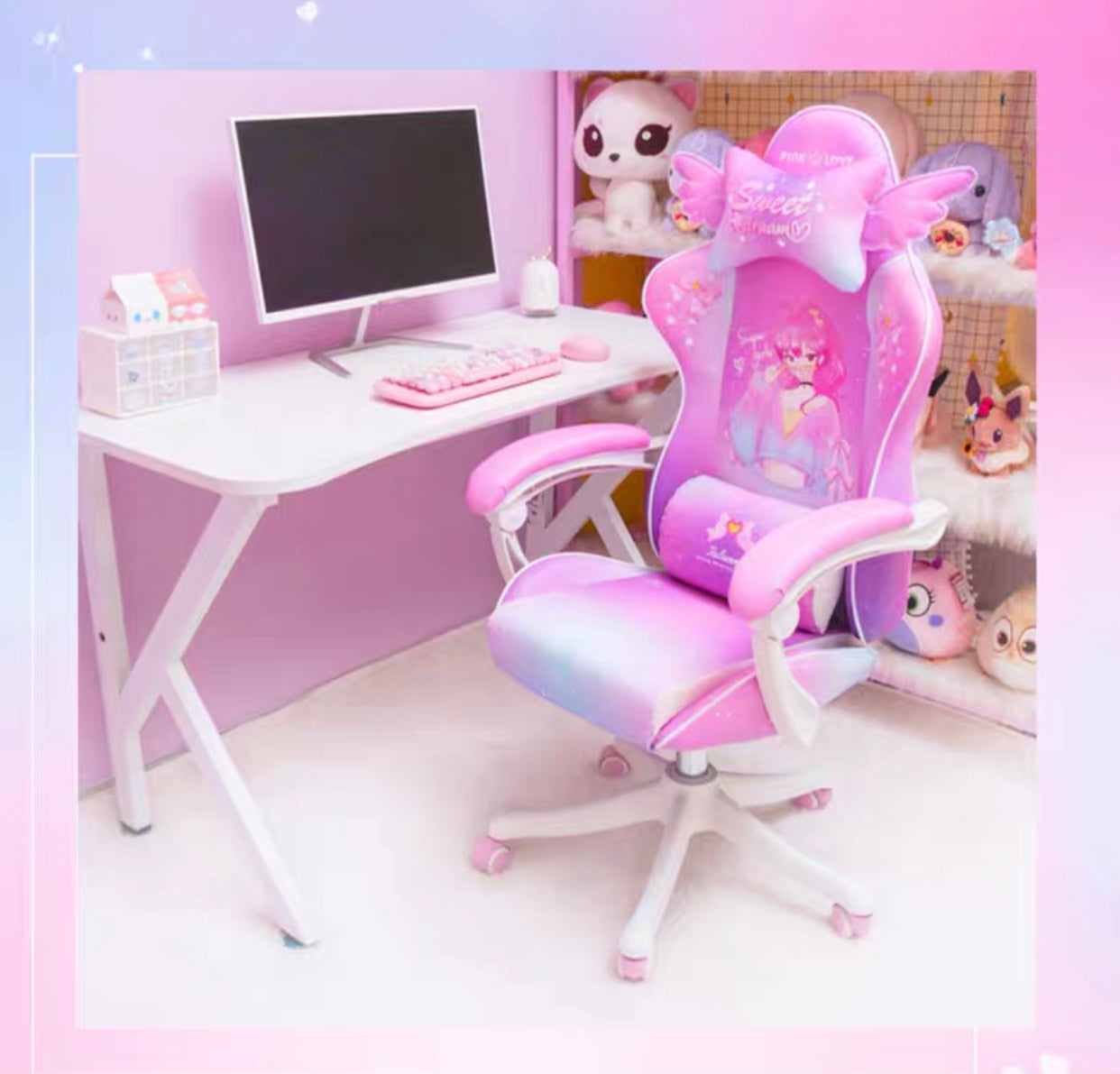 Sweet Dream Girl Hot Pink Fixed Padded Arm Rest Recliner Gaming Chair